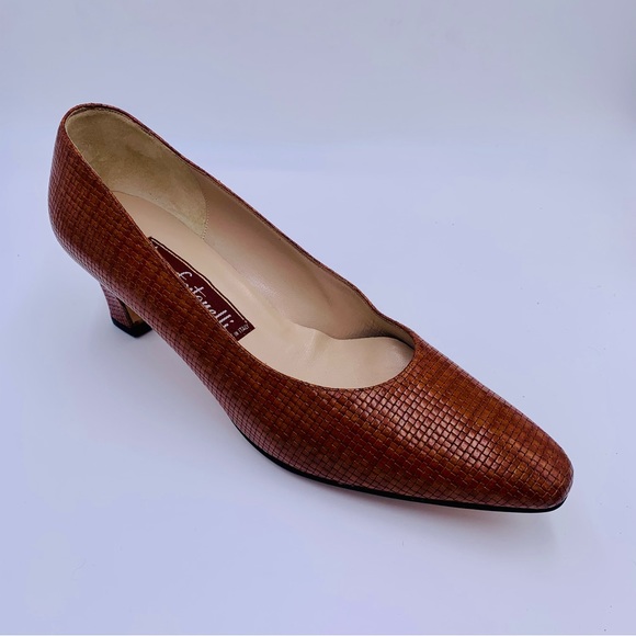Renzo Fontanelli shoes leather classic heels made in Italy brown women Size 12 - Picture 1 of 12